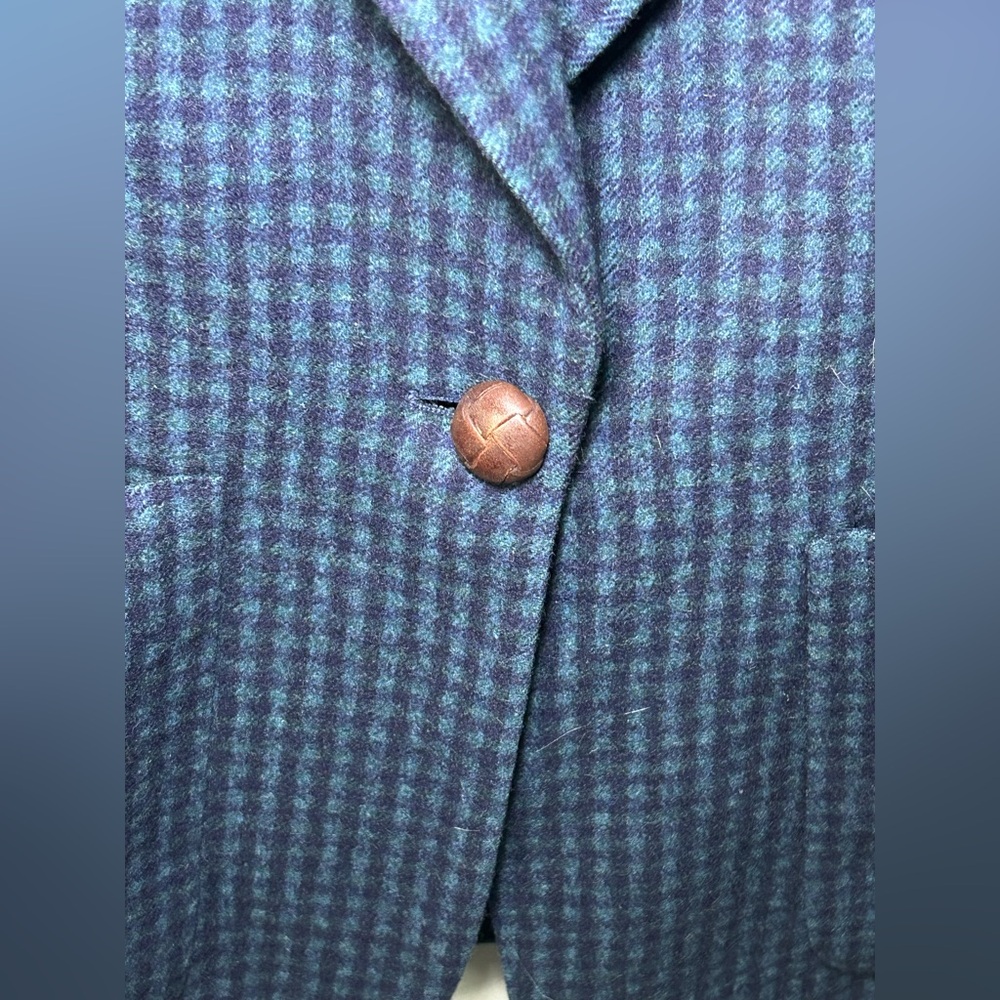 John Meyer 100%Camel Hair Blazer Women’s 4 Blue Houndstooth Made in USA Vintage - Picture 10 of 16